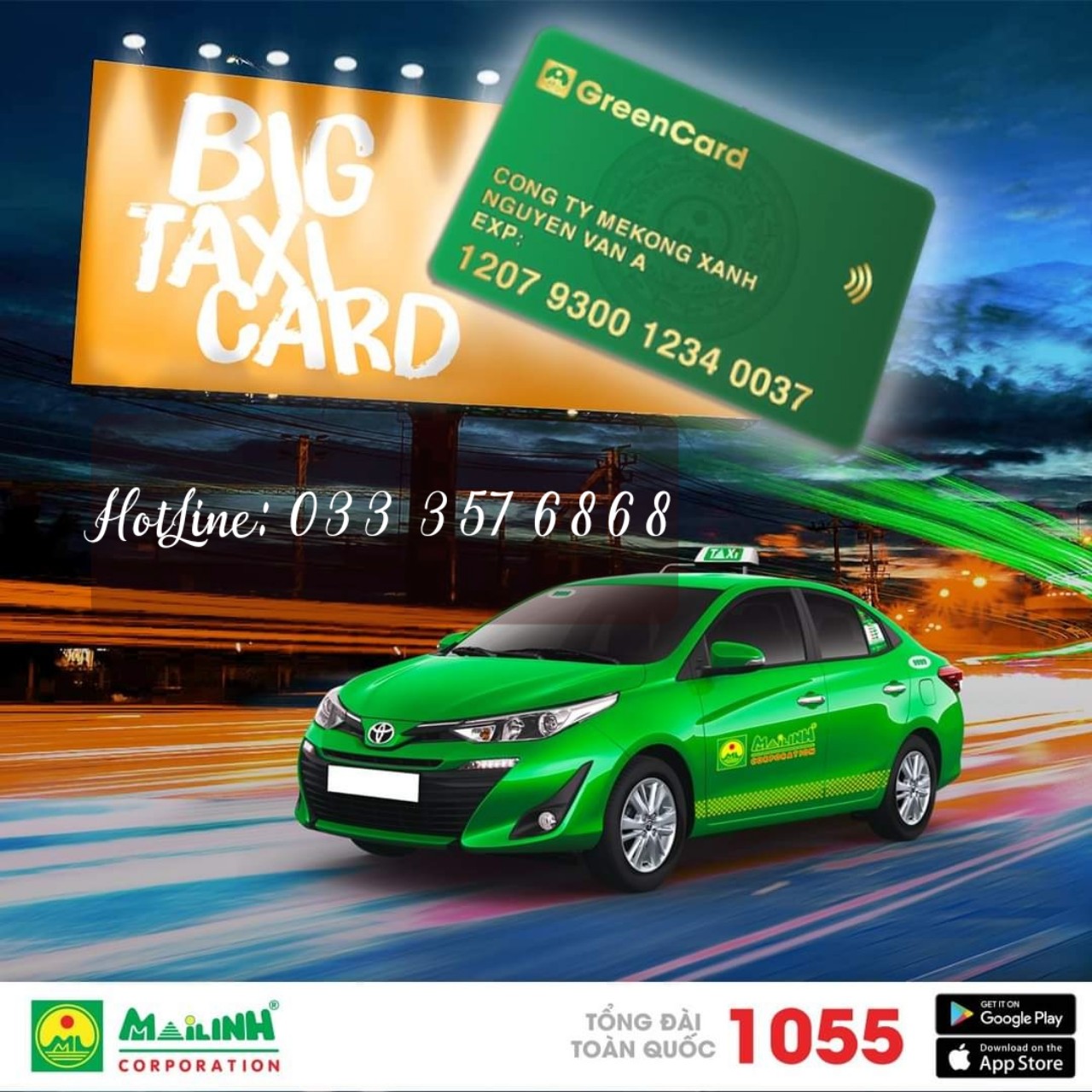 Thẻ GreenCard đi taxi không cần phải lo !!!